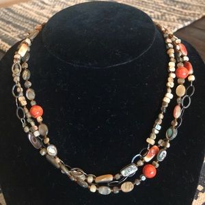 Silpada Necklace .925 Oxidized  Sterling Silver Abalone Shell, Sponge Coral